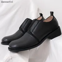 Женские Эластичные лоферы из натуральной кожи без шнуровки на плоской подошве; обувь для отдыха; ботинки-броги; высококачественные Осенние повседневные женские туфли-оксфорды