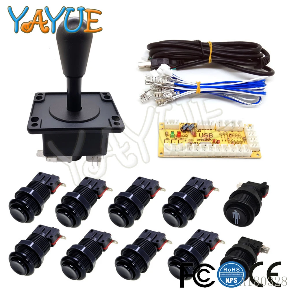 

USB Zero Delay USB Encoder Arcade DIY Kit Happ Style Joystick and Push Buttons for Mame Raspberry Pi Pandora Box Console