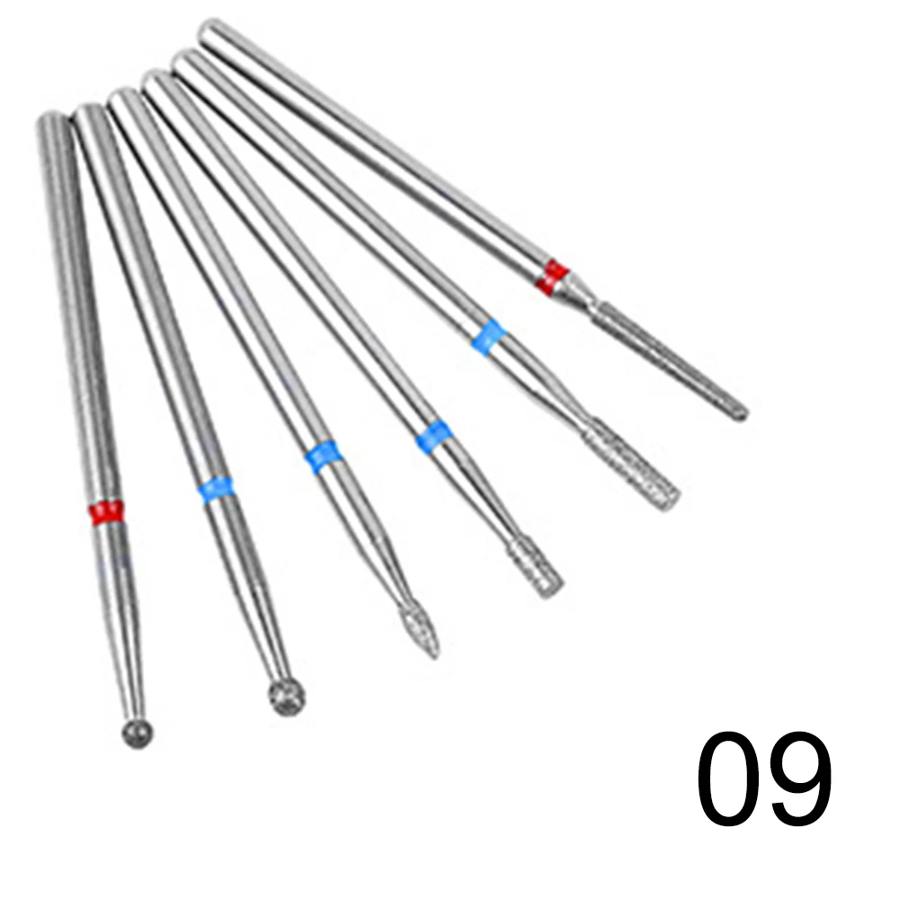 6 Pcs/Set Nail Drill Bits Diamond Burr Nail Drill Bit File For Manicure 3/32" Milling Cutter Pedicure Gel Nail Art Tools Files - Цвет: 09