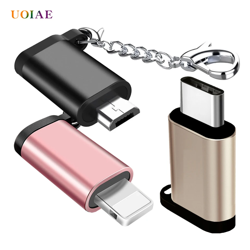

UOIAE Adapter usb type c Chain style for Samsung Huawei Xiaomi LG otg type c iphone adapter for iphone 7 8 plus