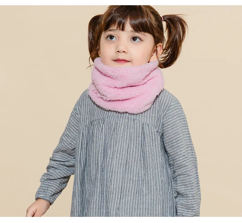 Winter cute Children Scarf Boy Girls Scarves Baby Fur Collar Scarf Ring Pompom Neck Warmers Women Present Berber Fleece24CM