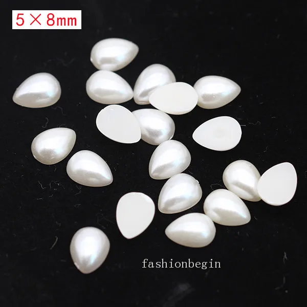 100p 5x8mm drop Имитация жемчуга цвета слоновой кости для скрапбукинга, украшения для рукоделия, украшения для ногтей, изготовление свадебных открыток, сшитые бусины для одежды, разные формы - Цвет: 100p 5x8mm drop