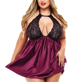 

Women Sexy Lace Lingerie Porno Sleepwear Dress Plus Size Halter Temptation Lenceria Erotic Costumes Nightdress Baby Doll S-5XL