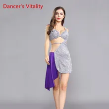 Платье для танца живота для женщин, вышивка блестками, болливудские танцевальные костюмы, цыганские танцевальные костюмы для живота, индийская тренировочная одежда