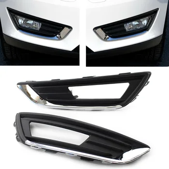 

For FORD Focus 2015 2016 2017 Car Grilles Front Bumper Grill Fog Light Lamp Covers Chrome Black ABS Plastic 1Pair