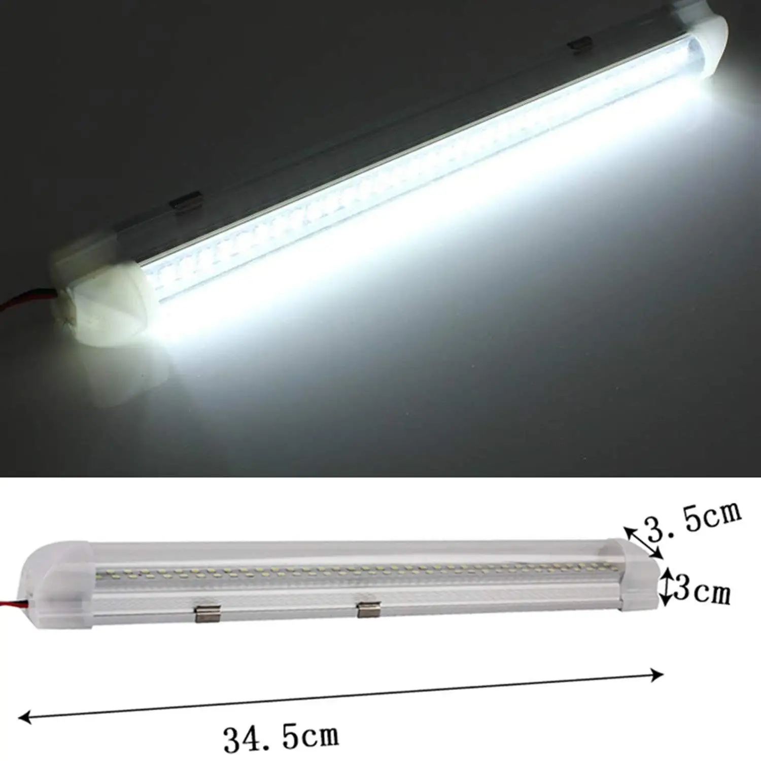2x4,5 Вт 72LED белый автомобильный интерьерный светильник, полоса, внутренняя лампа, лампа освещения кабина, грузовик, комната, лампа с 2 наклейками, переключатель типа магнитной ленты