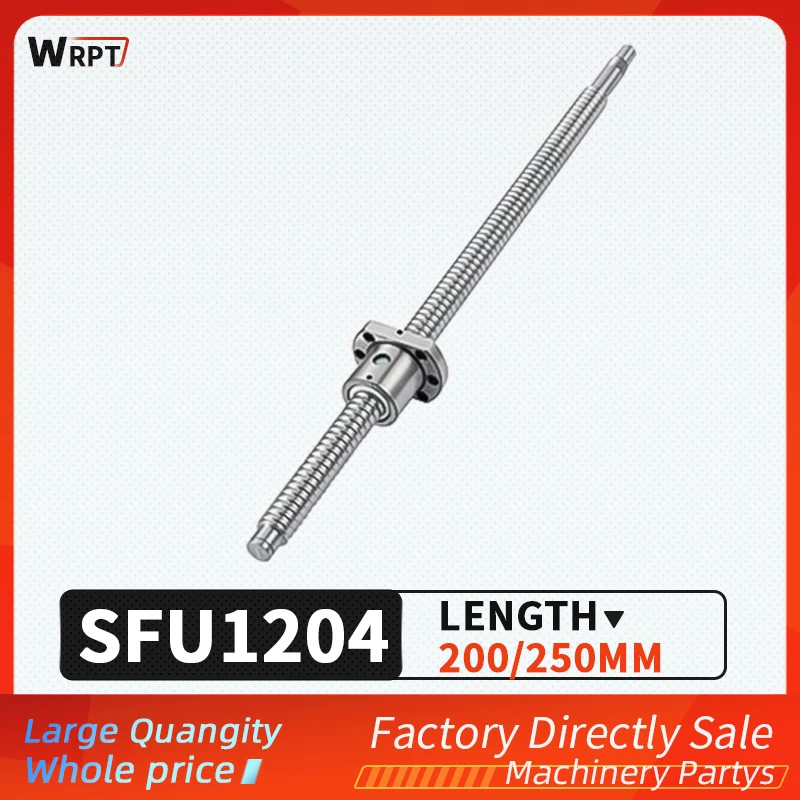Шариковый винт SFU1204 200 250 мм C7 с 1204 фланцевой одиночной шаровой гайкой BK/BF10