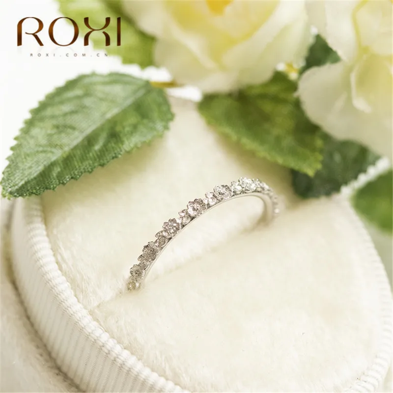 ROXI модные классические свадебные кольца AAA циркон для женщин ювелирные изделия изящное розовое цветочное кольцо лаконичное мини кольцо с кубическим цирконием