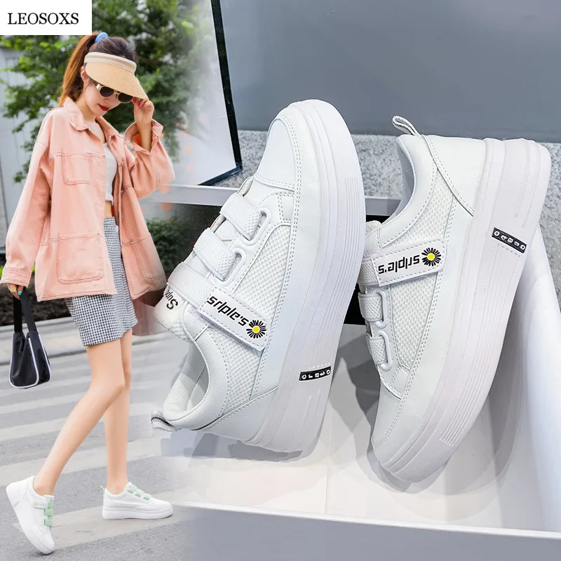

LEOSOXS Embroidery Mesh Breathable Casual Shoes Women Sneakers White Sneakers Platform Flats Ladies Shoes Woman Vulcanize Shoes