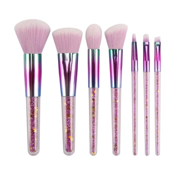 

7 pcs Pink Crystal Diamond Makeup Brushes Set Eyeshadow Corrector Flawless Crease Eyebrow Base Brushes Face Brush Tools