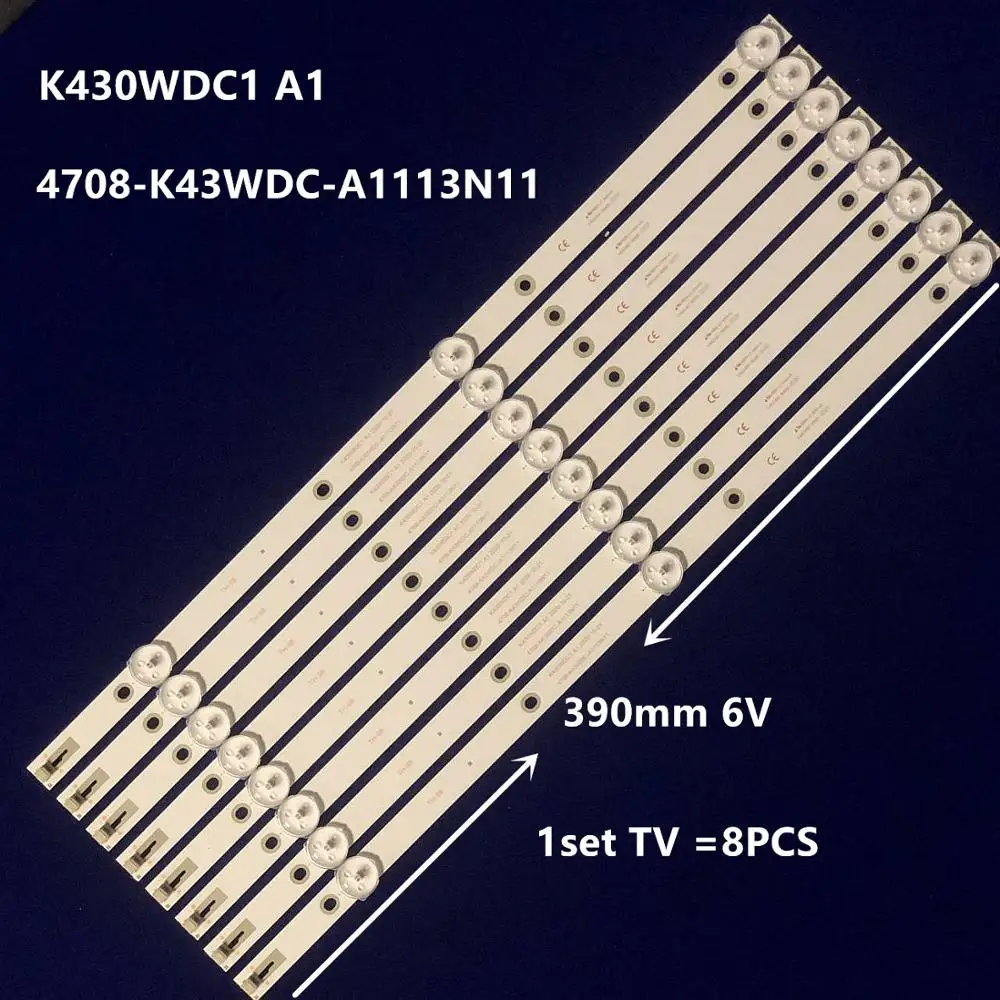 8 шт./лот для K430WDC1 A1 4708-K43WDC-A1113N11 43BDL4012 светодиодный бар 3 39 см 6V 100% новый | Лампы и