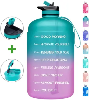 

1 Gallon/3.78l Fitness Water Jug With Time Marker-motivational Large Water Bottle Reusable Leak Proof Bottle Time Marked Shaker