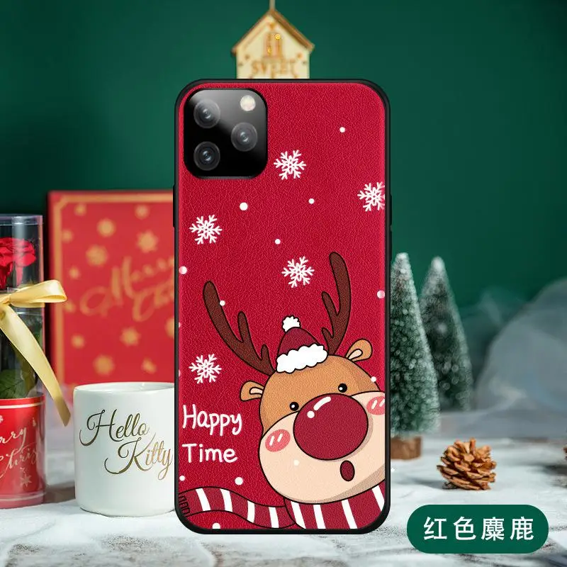 Подходит для iPhone11XsProMax чехол для телефона с рождественским рисунком Кожаный iPhone7 8 plus мультфильм Санта Клаус - Цвет: Серебристый