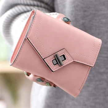 

2019 New Solid Candy Color Women Pu Leather Mini Wallet Women Short Coin Purses Holders Wallet Case