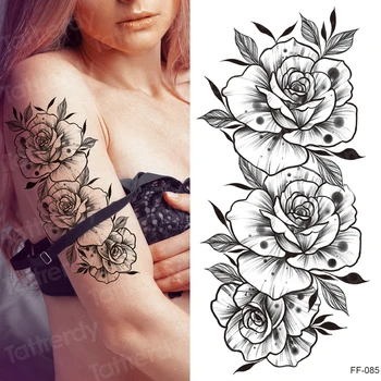 

Sexy Women Temporary Tattoos Realistic Rose Flower Tattoos Sticker Waterproof Bloosom Henna Body Art Fake Tatoo Makeup Paste