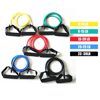 

5 Levels Resistance Bands with Handles Yoga Pull Rope Elastic Fitness Exercise Tube Band for Home Workouts Strength Training