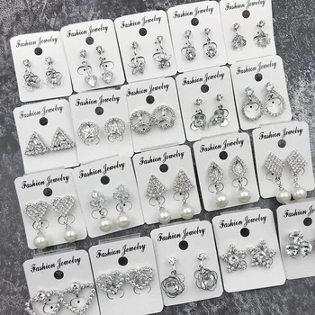 

30 Pairs/lot top quality fashion women earring lot wholesale luxury zircon women wedding earring jewelry lot 201104-144