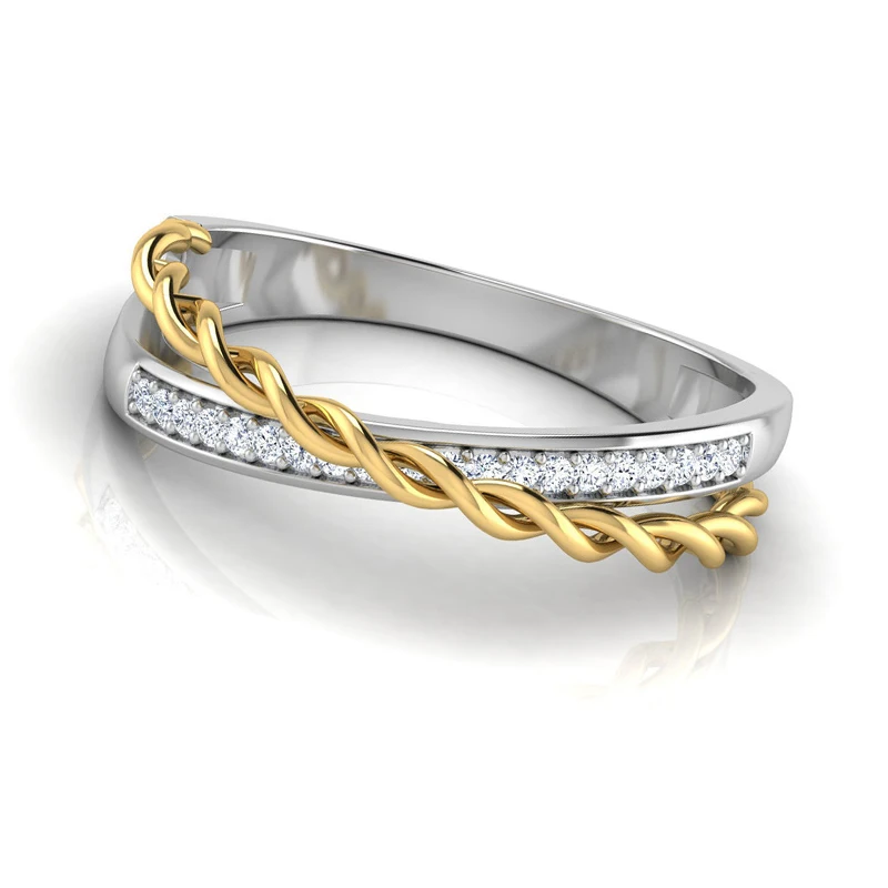 Женское Обручальное кольцо bague серебряное золотистого цвета с цирконием Размер