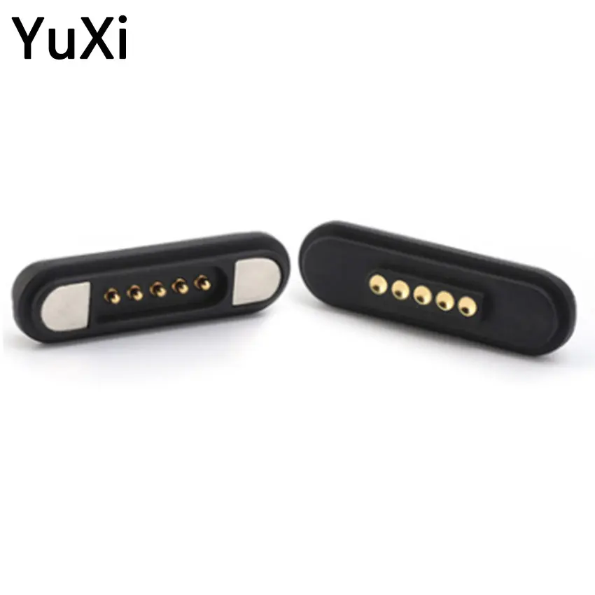 YUXI 1 пара магнитный разъем 5Pin Pogopin мужской женский 2 мм сетка THT 3A пружинный Pogo Pin
