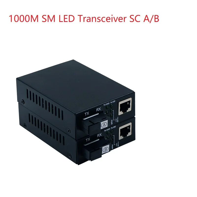 

1 Pair 10/100/1000M SM Fiber SC to RJ45 LED Color screen Ethernet Media Converter optical transceiver Ethernet extender 20KM