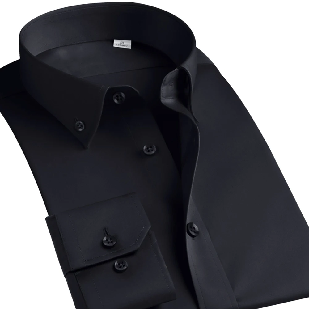 Casual Business Mens Dress Shirts No Iron Long Sleeve Wedding Luxury Party Fashion Slim Fit High Collar Button Down Camisa shirt