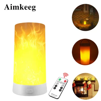 

LED Flame Effect Light Portable Bulb USB Rechargeable Simulation Flame flashing Lamp With Remote Control For home Night Light