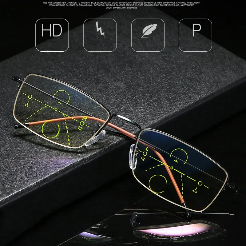 IBOODE Anti-blue reading glasses male intelligent zoom progressive multi-focus far and near dual-use women |