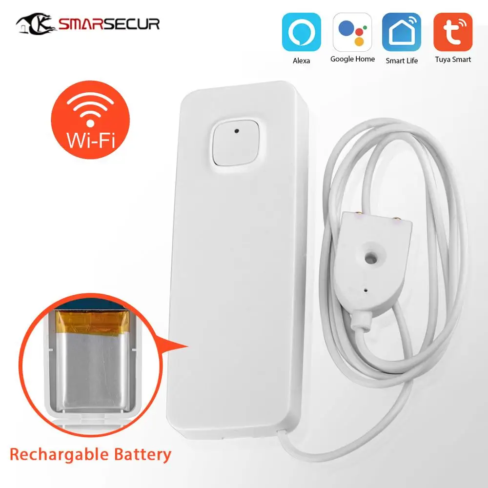 

WiFi Smart Water Leakage Detector Flood Overflow Alert Security Alarm System Tuya/Smart Life App Remote real time feedback