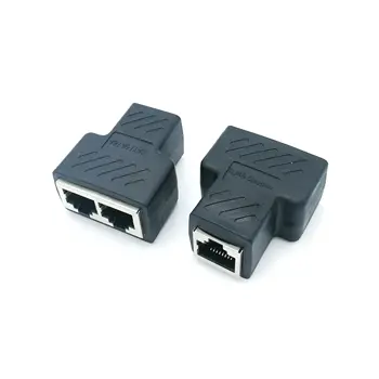 

New 1 To 2 Ways LAN Ethernet Network Cable RJ45 Female Splitter Connector Adapter Extender Plug Oxygen Free Copper Conductor