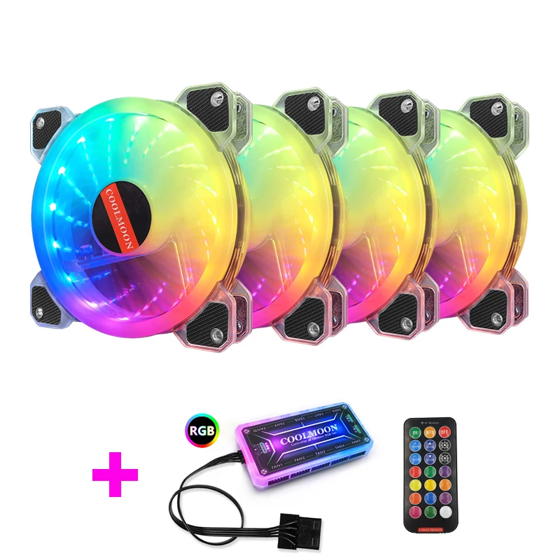 

Coolmoon 120mm PC Computer Case Fan Cooling Cooler 6 PIN Adjustable RGB Led 12V Mute RGB Case Fans Adjust Speed