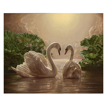 

16X20inch Paint By Number Kit DIY Digital Oil Acrylic Painting on Canvas Home Decor,Two white swans