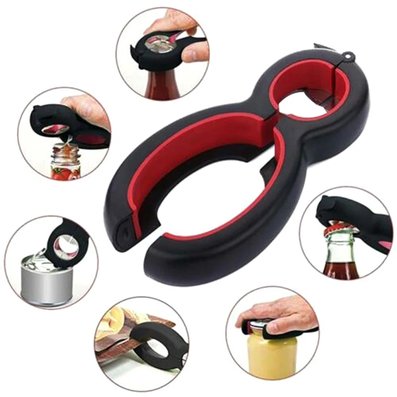 Lid Jar Opener 6 In 1 Handy Screw Cap Jar Openers Multi Purpose Can Opener Bottle Lid Grip Wrench Bottle Kitchen Gadgets Product