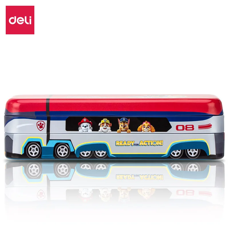 

Deli 70854 Paw Patrol Stationery Box Metal Iron Creative Students Pencil Case Multi-functional Simple Stationery Box