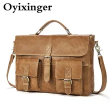 Мужские деловые портфели из натуральной кожи для ноутбука, мужские кожаные сумки, дорожные Офисные сумки на плечо для Macbook Air 14 huawei Xiaomi