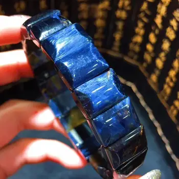 

Certificate Natural Blue Pietersite Gemstone Rectangle Bracelet 14x10mm Beads Namibia Women Men Stretch Crystal AAAAA