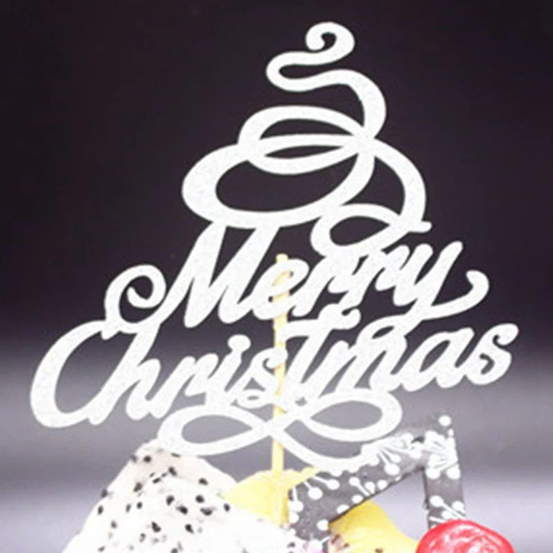 1 Pc Creative Merry Christmas Cake Flag Topper Multi Colors Cup Cake Flags For Xmas Party Cake Baking Decoration Supplies - Цвет: SV