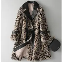 Зимнее роскошное леопардовое пальто из искусственного меха, куртки со стоячим воротником, Повседневная зимняя женская верхняя одежда из плотного меха, одежда из искусственного меха F171