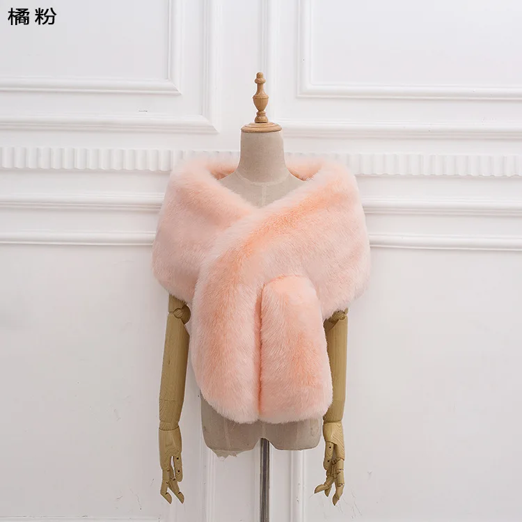 Light Pink Qearlstar зимние женские обертывания теплый большой платок свадебные аксессуары Элегантные пушистые шарфы из искусственного меха болеро куртки FY06 - Цвет: Light Pink