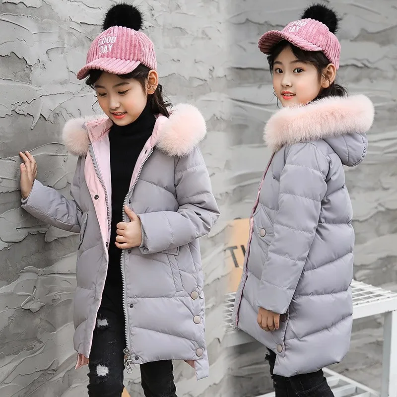 New Style CHILDREN'S down Jacket Girls Mid-length Thick Winter Big Boy Parent And Child Coat Korean-style Mother-child Suit