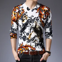 Мужской свитер с цветами, Мужской пуловер с цветочным рисунком, Свитера с круглым вырезом, Осень-зима, верхняя одежда с длинным рукавом, рубашка, мужская одежда