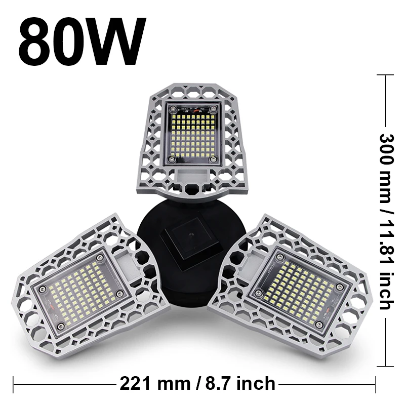 100W 80W 60W E27 LED Lamp 110V 220V LED Bulb Deformable High Power Light For Warehouse Factory Garage Basement Gym - Испускаемый цвет: 80W