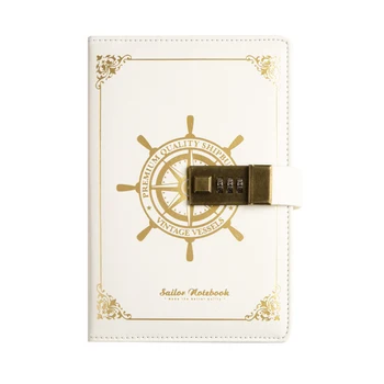 

Hard Cover With Lock 112 Sheets Leather Combination Diary Notebook Students Stationery Notepad Gift Sailor Vintage Travel