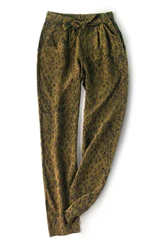 

New body effect is very good OL van mulberry silk silk fashion leopard grain cultivate morality casual pants H8030