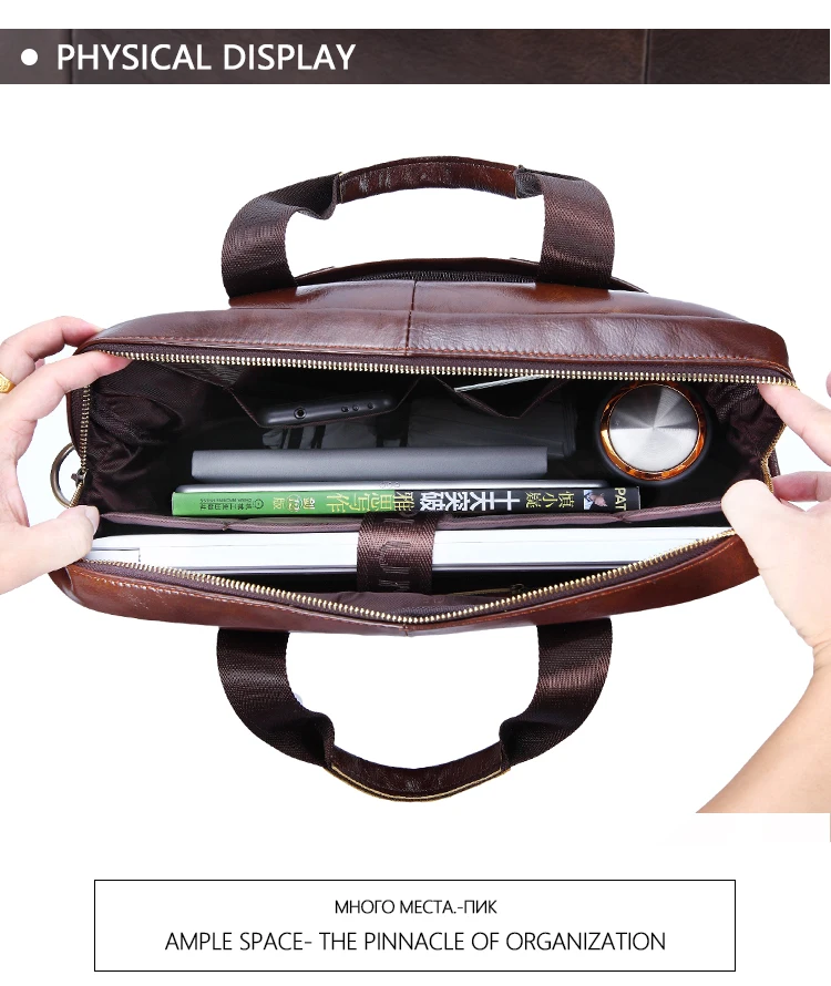 Мужской портфель, высокое качество, натуральная кожа, сумки через плечо, для офиса, 14 дюймов, для ноутбука, бизнес, большая сумка, мужской портфель для работы