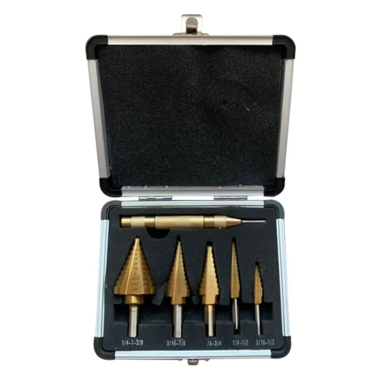 

Currently Available with Center Punch 6PC Aluminum Box Inch Step Drill High Speed Steel Multi-functional Multi Purpose Positioni