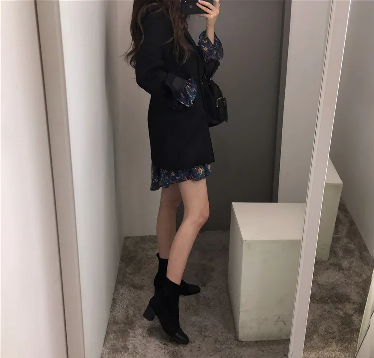 Осеннее Женское пальто с длинным рукавом Slim Fit уличная Корейская элегантная двубортная Туника Офисная Женская куртка повседневная Vestidos