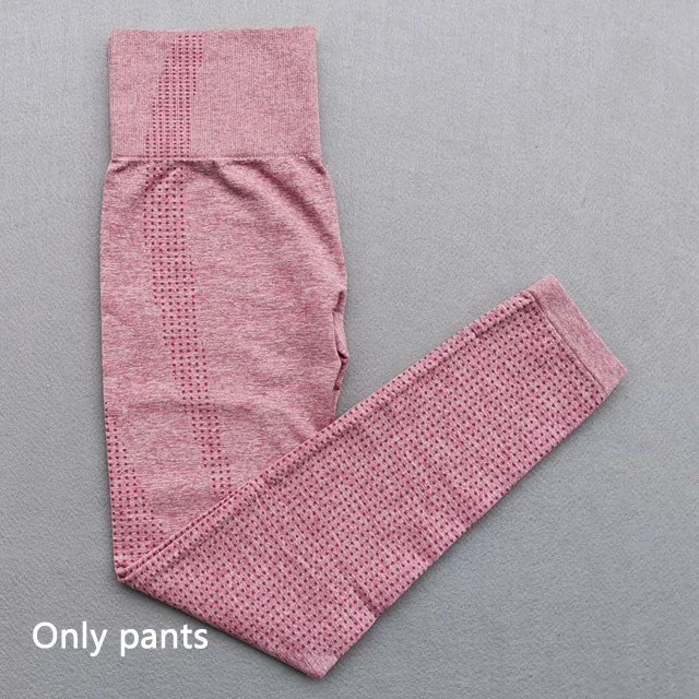 Pink pants Женский бесшовный комплект для йоги, одежда для фитнеса, спортивная одежда, женские леггинсы для спортзала, леггинсы с эффектом пуш-ап, укороченные рубашки, спортивные костюмы - Цвет: Pink pants