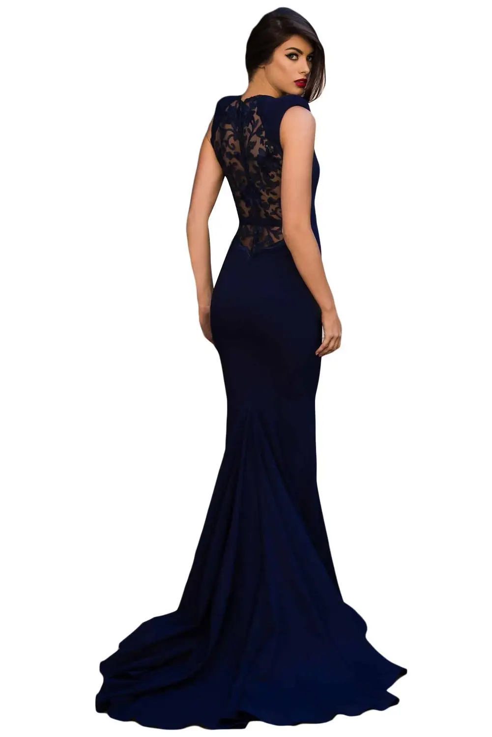 blue dress Adogirl вечернее платье с цветочной вышивкой «рыбий хвост», элегантное женское платье без рукавов с открытой молнией на спине, вечерние платья макси с юбкой-годе - Цвет: blue dress