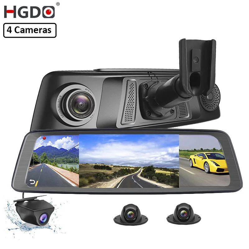 Видеорегистратор HGDO с 4 объективами Wi Fi 4G ADAS GPS навигация Full HD 1080P 10 &quot Android