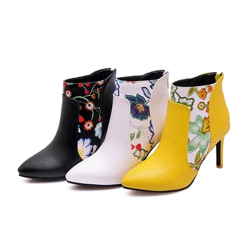 

Women Spring Autumn Boots Woman Ankle Shoes High Heel Ladies Casual Pointed Toe Platform 3 Colors 2019 New Fashion Free Shipping